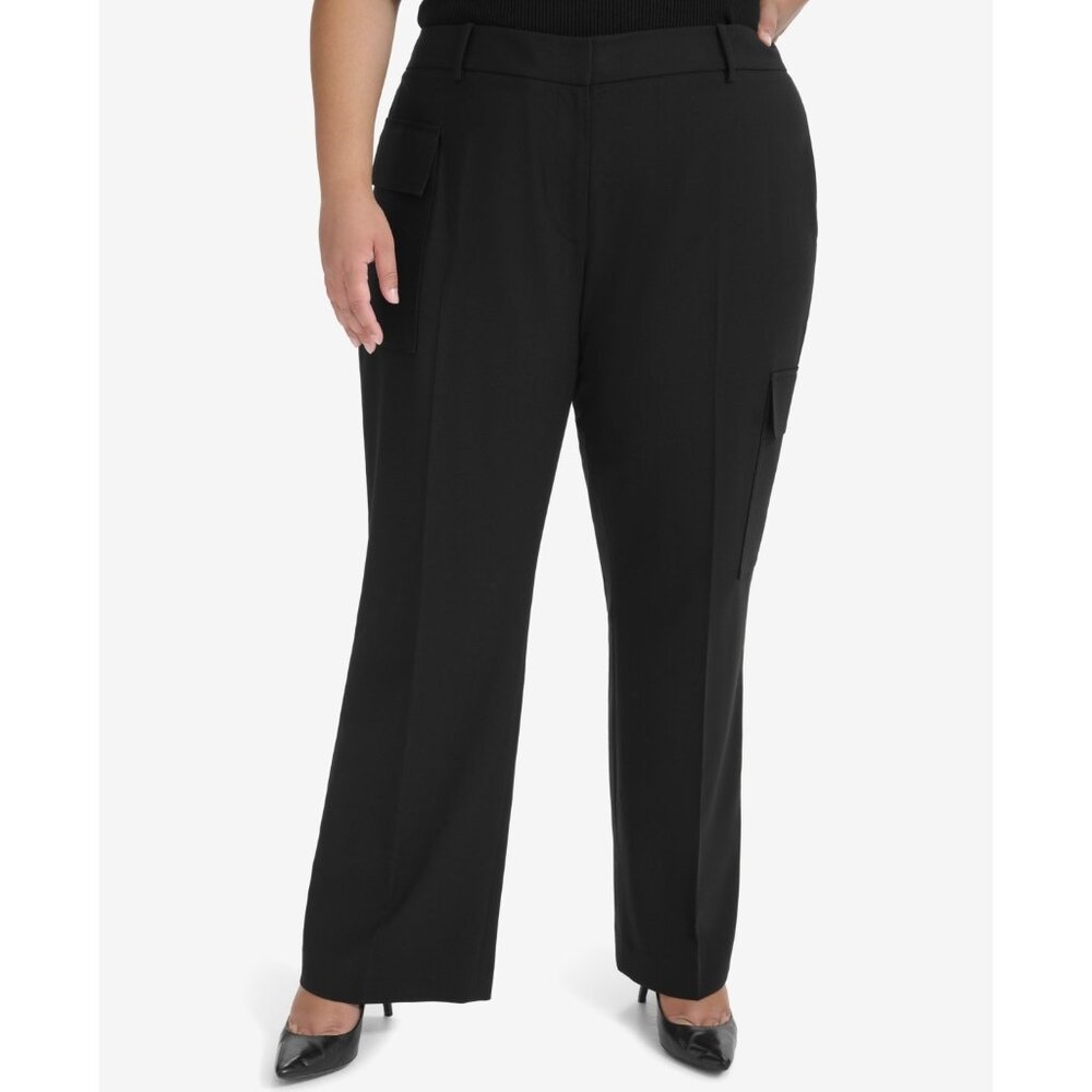 DKNY Plus Size Cargo Flare-Leg Pants Black Size 18W MSRP $119